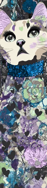 Cat bookmarks featuring a white face cat with purple ears